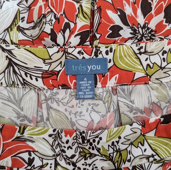 Tres You Floral Print 100% Cotton Pleated Skirt - Picture 7 of 8